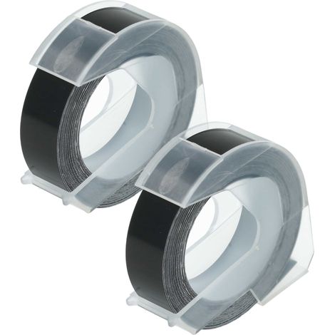 vhbw 2x 3D Embossing Label Tape compatible with Dymo Rhino M1011 Label Printer 3m x 12 mm, White on Black, plastic (1/5)