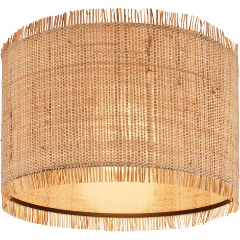 Plafonnier avec abat-jour en paille, douille E27, max. 10 W, boho, aesthetic, lampe, lampe de salon, lampe de chambre à coucher, lampe de salle à manger, couloir, 40 x 28 cm (DxH), naturel (1/5)
