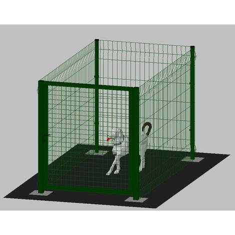 RECINTO-BOX MODULARE PER CANI IN FERRO ZINCATO E VERNICIATO VERDE-CON PALI A TASSELLARE - cm 200x100x102h (1/4)