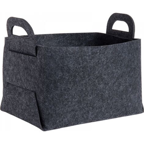 Petit panier de rangement chien jouet panier en tissu feutre boîte de rangement avec poignée panier - cadeau vide pliant panier de rangement, noir (1/5)