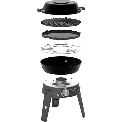 Barbecue portable au gaz 30 cm – 1 brûleur – Allumage automatique – Bac de récupération des graisses – Sac de rangement inclus – Cadac