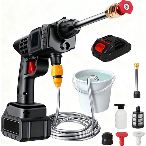 Palanca de alta presión inalámbrica de 50bar, pistola de agua pulverizada para lavado de coches, lavadora de agua a presión para batería Makita de 24V, con 1 batería (Estilo 2)