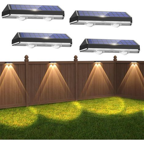 Lot de 4 lampes solaires d'extérieur - Étanche IP65-3 modes d'éclairage - Applique murale solaire pour extérieur - Lampe de jardin LED - Éclairage de clôture - Décoration de balcon, mur (1/5)