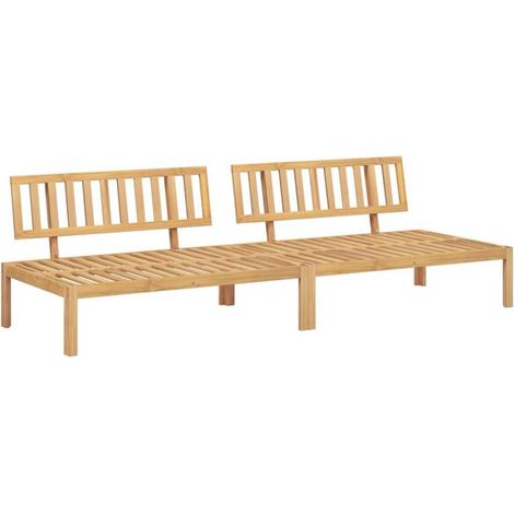 Ensemble de canapé central de jardin en deux parties, en bois d'acacia massif (1/5)