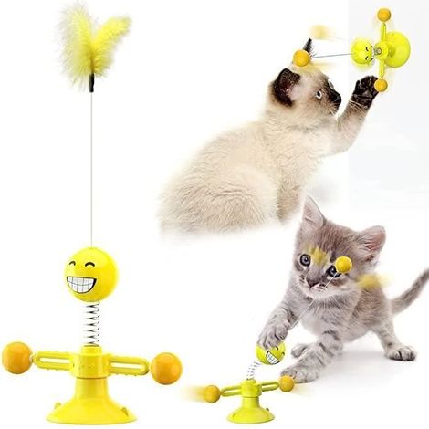 Jouet interactif pour chat - ZGEER - Moulin à Vent - Jaune - Pour chats moyens - Intérieur (1/4)