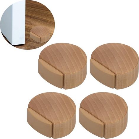 4 fermaporta，Paracolpi per porta，Legno，morsetto per porta，Colore legno (1/5)