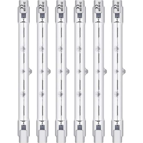 6 packs 300W 118mm R7S Ampoule Halogène Dimmable, 220-240V 4480lm 2800K Blanc Chaud J-type pour éclairage de travail, sécurité, paysage, etc. (1/5)