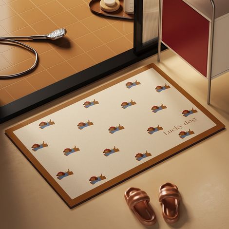 Ede Chien Gros et Amusant - 1 5080cm (Terre de Diatomées) Tapis de sol en terre de diatomées avec motif de chiot de dessin animé, très absorbant et antidérapant, pour l'entrée de la salle de bain. (1/5)