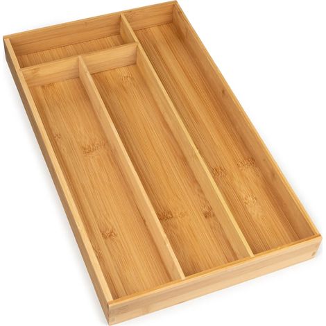 Plateau à couverts Blumtal pour tiroirs - Organisateur de tiroir en bambou pour la cuisine, compatible avec IKEA Maximera, 4 compartiments, système d'organisation pour les couverts, les articles ménag (1/5)