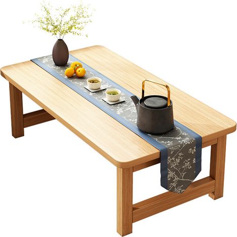 petite table basse pliante de style chinois pour fenêtre en baie, table d'appoint pour lit tatami, table en bois massif (1/5)