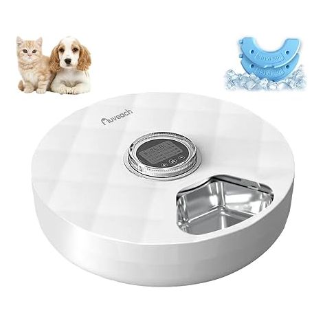 Automatic Cat Food Dispenser Wet and Dry Dog Food Dispensers with Two Ice Blocks Wireless Automatic Feeder with Programmable Timer, 6 Fresh Meals (1/5)