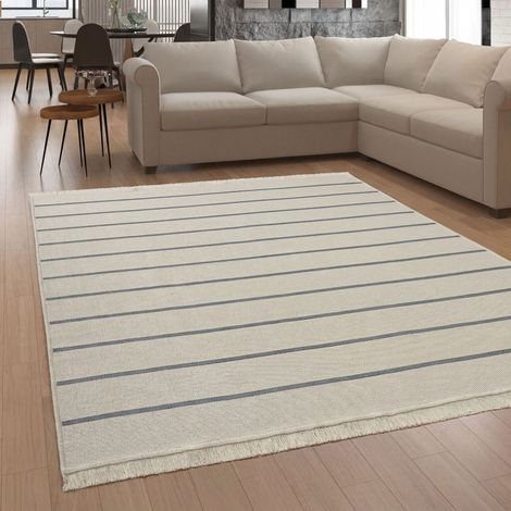 Paco Home Teppich Wohnzimmer Boho Waschbar Bis 30 Grad Skandinavisch Mit Fransen Wendbar Grau, 120x160 cm