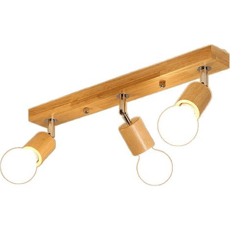 Plafonnier bois led, luminaire intérieur, 3 spot de plafond (1/5)
