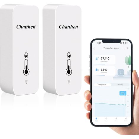 WiFi Thermometre Hygrometre Interieur, Thermomètre Intérieur Application Intelligente et Enregistrement de Données, Chambre bébé Hygrometre Termometre Maison (2 Pack) (1/5)