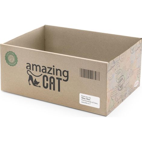 Record poteau à gratter – Griffoir en carton avec herbe à chat – Structure en forme de boîte 37 x 25 x 16h cm – Jouet et niche résistante et recyclable – Couleur La Havane (1/5)
