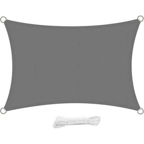 Rechteckiges Sonnensegel 3x4 Meter, wasserdicht, UV-beständig, für Garten, Terrasse oder Balkon, Grau