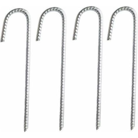 Lot de 4 piquets d’ancrage en acier galvanisé – Dimensions 30 x 9 cm – Capacité d'ancrage jusqu'à 40 mm – Pour chapiteaux, tentes, trampolines (1/5)