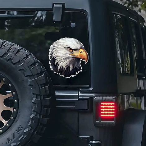 Lot de 5 autocollants tête d'aigle à tête blanche pour voiture, autocollants imperméables en PVC de 15 cm, autocollants décoratifs universels pour vitres et carrosserie de motos et voitures (1/5)