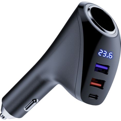 New 1-to-3 Car Charger with Super Flash Charging, High Power for Phones, Digital Display, Three-Port Charging -- 159 AAC (1/4)
