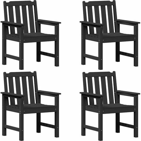 Chaise de jardin 4 lot de 2 Chaises d'extérieur Noir 65,5 x 59 x 88 cm Polyéthylène (1/5)