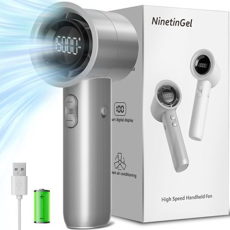 Ventilateur portable à main avec 100 vitesses, mini ventilateur turbo à flux d'air puissant, batterie rechargeable 5000 mAh - Ide-AquaForge (1/5)