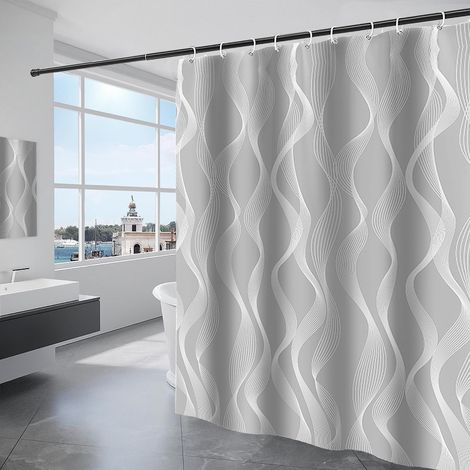 Cortina de ducha impermeable, de poliéster lavable a máquina, cortina de baño, 180 x 200 cm (1/5)