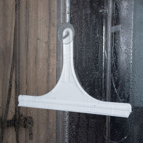 Schulte – Raclette de douche en plastique XL 40 cm – Couleur blanc – Lèvre anti-traces pour surfaces en verre – Fixation incluse