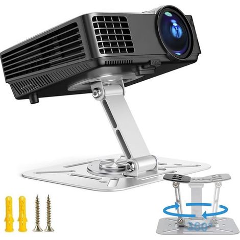 Soporte para proyector - Base para proyector - Cine en casa - Giratorio 360 grados - Plateado (1/5)