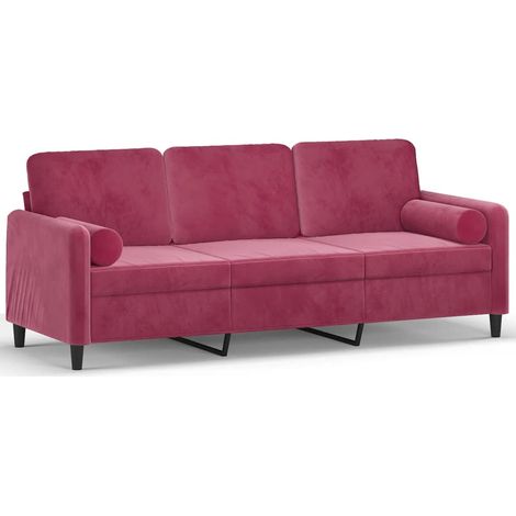 Maison Exclusive - Divano a 3 Posti con Cuscini Rosso Vino 180 cm in Velluto