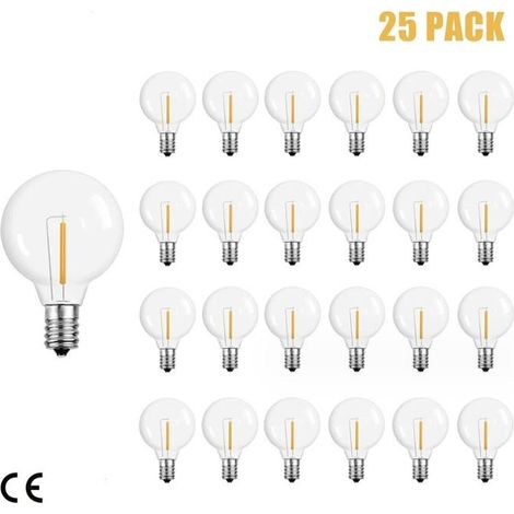 G40 Ampoules Remplacement G40 Ampoule De Tungstene Lampe 1W 220-240V Ampoule Globe Clair E12 Ampoules De Base, 25 Pack, jaune chaud(2200k) - RWAmpoule spécifique (1/5)