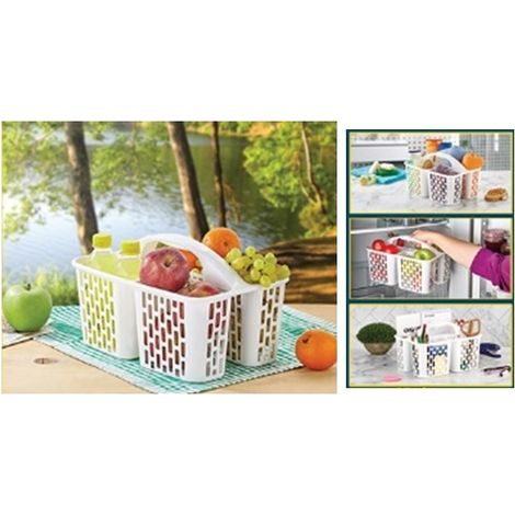 Cestino Multiuso in Plastica Bianco con Manico 4 Scomparti 30,5 x 21 x 8,5 cm