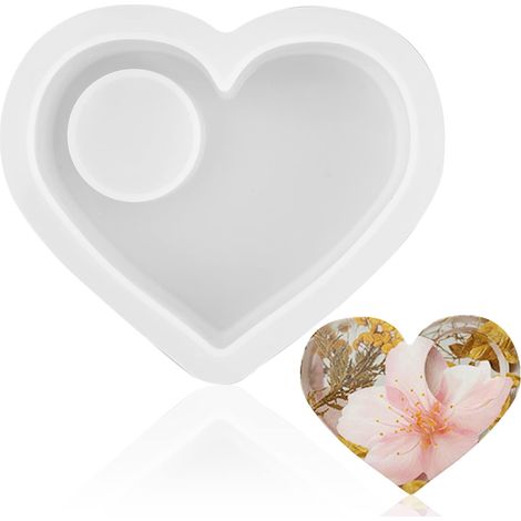 Moule Silicone Bougeoir Coeur,Candélabre Moule en Silicone,Bougeoir Coeur Moule Résine,Moule 3D Bougeoir Coeur,pour DIY Décoration de la Maison,Photophore,Boîte à Bijoux (1/5)