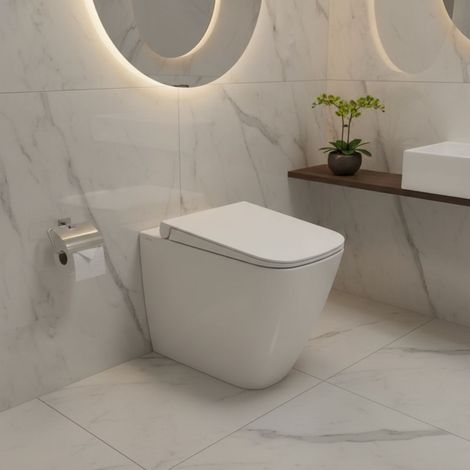WC filomuro rimless in ceramica con fissaggi nascosti 36x54 cm scarico 4,5L – Mia+  Ceramica Dolomite