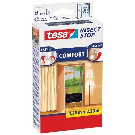 Tesa Mosquitera adhesiva puertas 2 unds 0,65x2,20m negro 55389 (1/4)