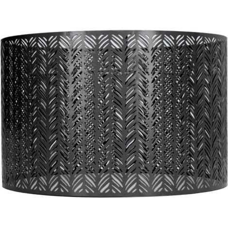 Abat-jour tambour - - Feuille de sapin - Métal - Noir - 25 cm (1/5)