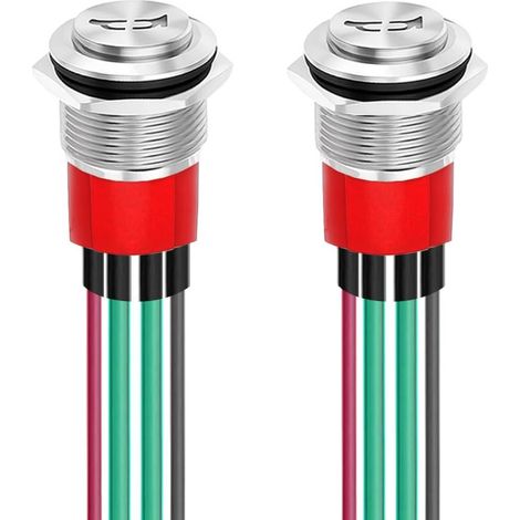 Lot de 2 Boutons de Klaxon 16mm 12-24V 15A en Métal Robuste, Interrupteur de Klaxon, Haut-Parleur, Bouton-Poussoir Momentané éclairé par LED Bleue pour Marine Bateau Auto Air Train (1/5)