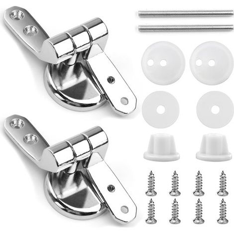2 bisagras universales para asiento de inodoro Roca, aleación de zinc con tornillos, kit de reparación de asientos de inodoro (1/5)