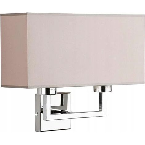 Alfa ANDREA Chrome & Beige Rectangular Wall Sconce Light, 2x E27 (max 15W) Indoor IP20, Dimmable with Suitable Bulbs, Modern Decorative Wall Lamp, for Living Rooms, Bedrooms & Hallways