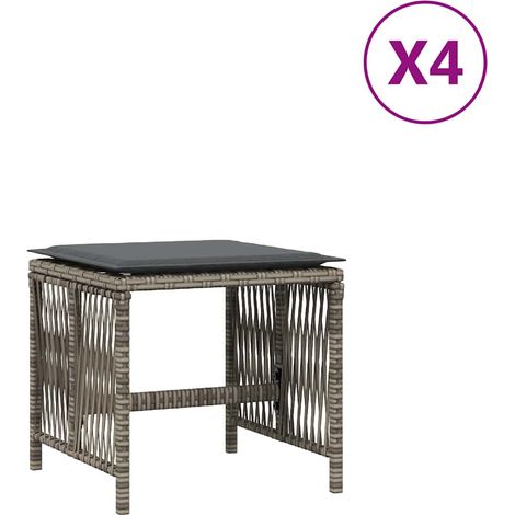 Maison Exclusive - Sgabelli Giardino con Cuscini 4pz Grigi 41x41x36cm Polyrattan