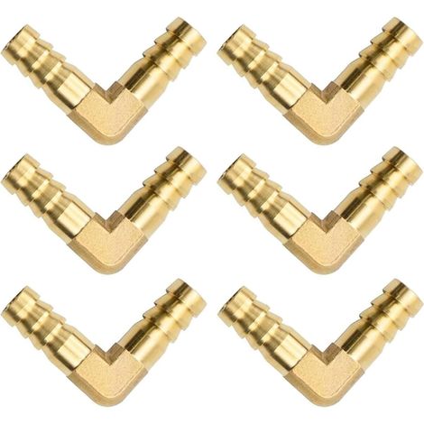 6 Pcs Brass Elbow Pipe Fittings 10 mm, Brass Fitting for Liquids and Gas, 90° L-Shaped, Hose Connector for Water, Air and Oil Pipes (1/5)