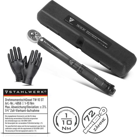 STAHLWERK Clé dynamométrique TW-10 ST 1-10 Nm 1/4" pouce avec échelle micrométrique (1/5)