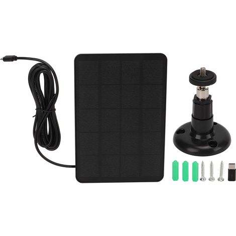 Panneau solaire monocristallin 4W 5V avec câble de charge pour caméra de surveillance extérieure, noir (1/5)