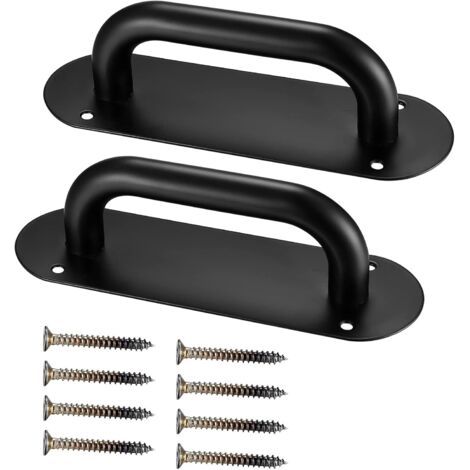 Poignées de Porte Coulissantes, Lot de 2 Poignées pour Portes de Grange avec Plaques, Poignées de Traction Avec Souche Arrière, Poignées pour Portails, Plaque Pour Poignée de Porte (1/5)