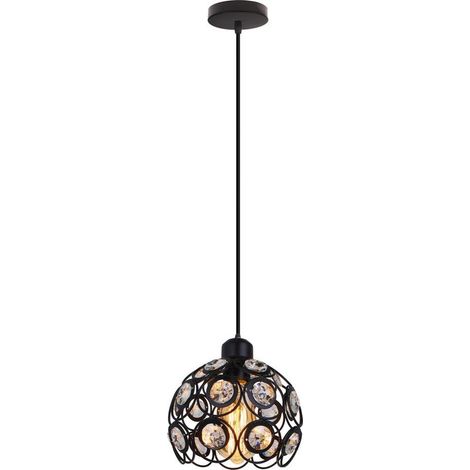 Ø20CM Lustre Rétro Classique Suspension Luminaire Moderne Cristal Plafonnier Créative En Métal Pour Chambre Bar Bureau Noir (1/5)