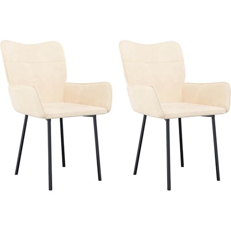 Maison Exclusive - Esszimmerstühle 2 Stk. Creme Samt (1/5)