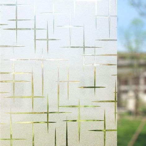 Film Fenetre Anti Regard, Film Electrostatique Vitre à Motif de Étoile Croix, Brise Vue Fenetre Décoratif, idéal pour Bureau ou Cuisine (45x200 cm) (1/5)