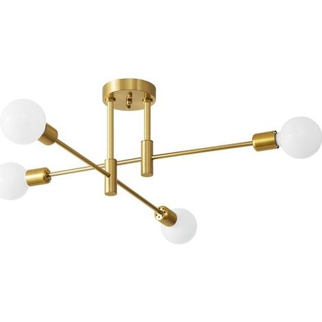 Lámpara de techo industrial de 4 luces E27, luz de techo para sala de estar, dormitorio, cocina, color dorado (1/5)