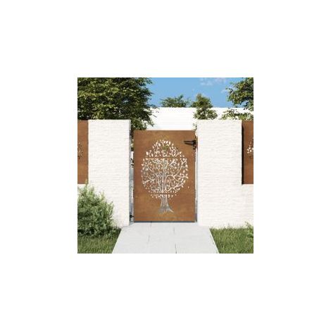 Portail de jardin 85x150 acier corten conception de l'arbre
