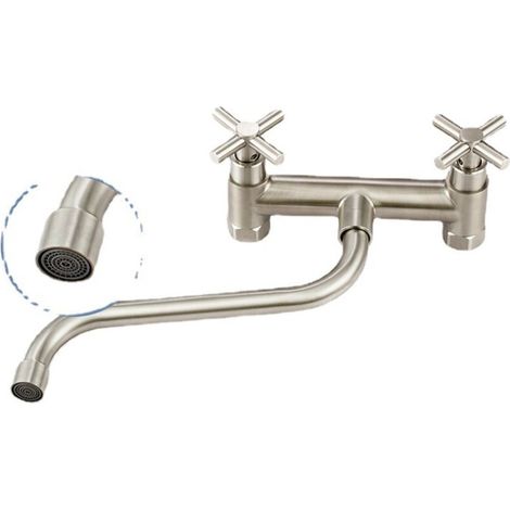 Robinet pivotant à double commande chaude et froide à cinq voies en acier inoxydable 304