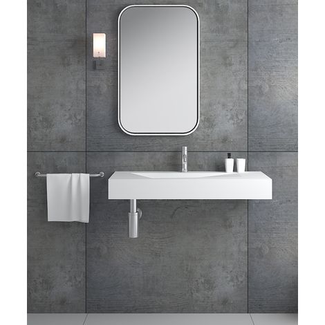 Lavabo rettangolare sospeso in resina minerale Bianco opaco - Kipushi